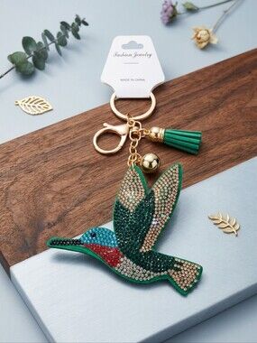 Hummingbird Crystal Keychain with Tassel
